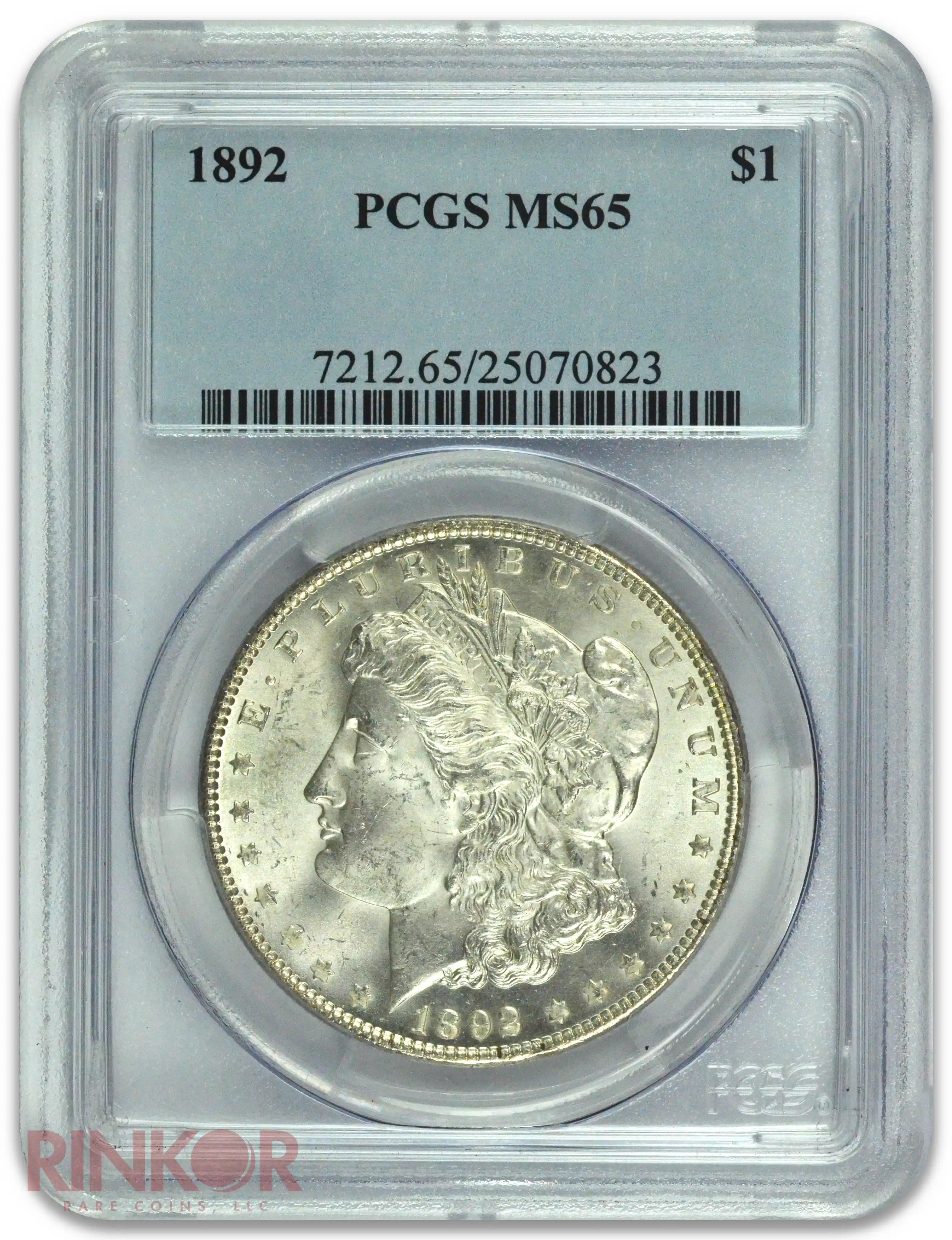 1892 $1 Morgan Dollar PCGS MS 65