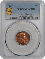 1927-S Lincoln PCGS RD 65