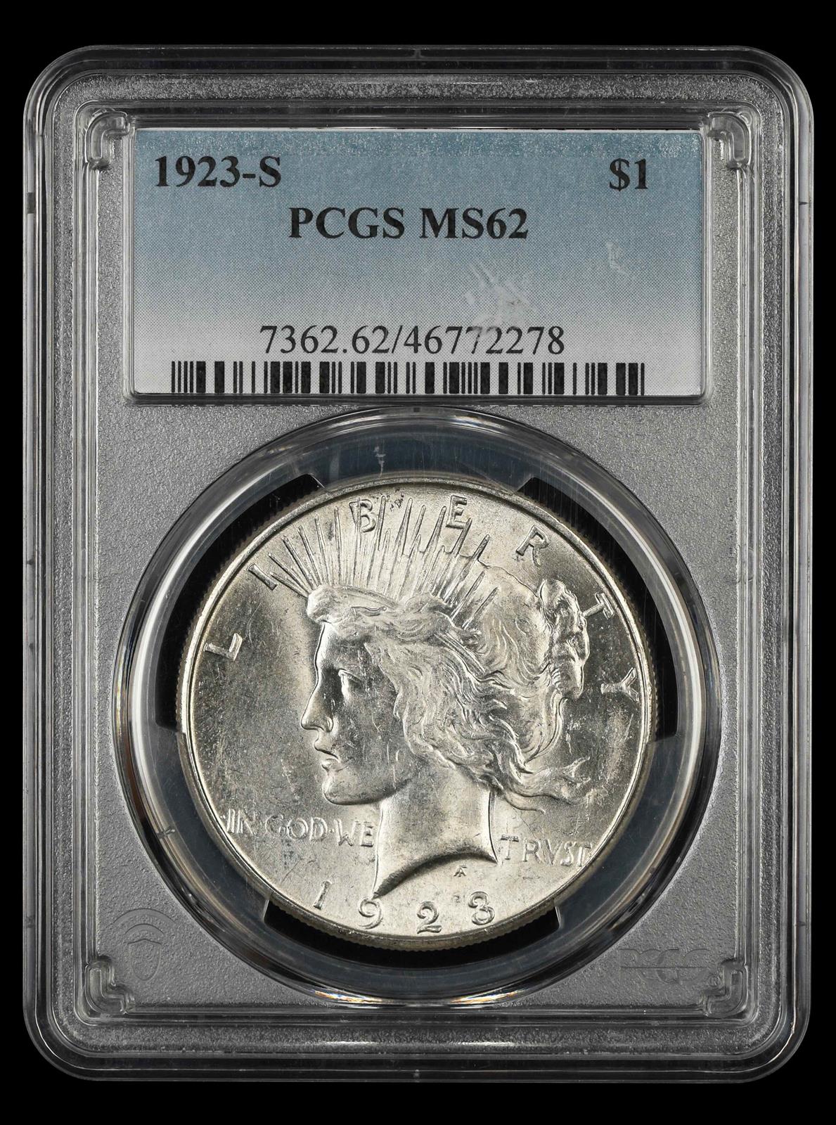 1923-S $1 PCGS MS 62