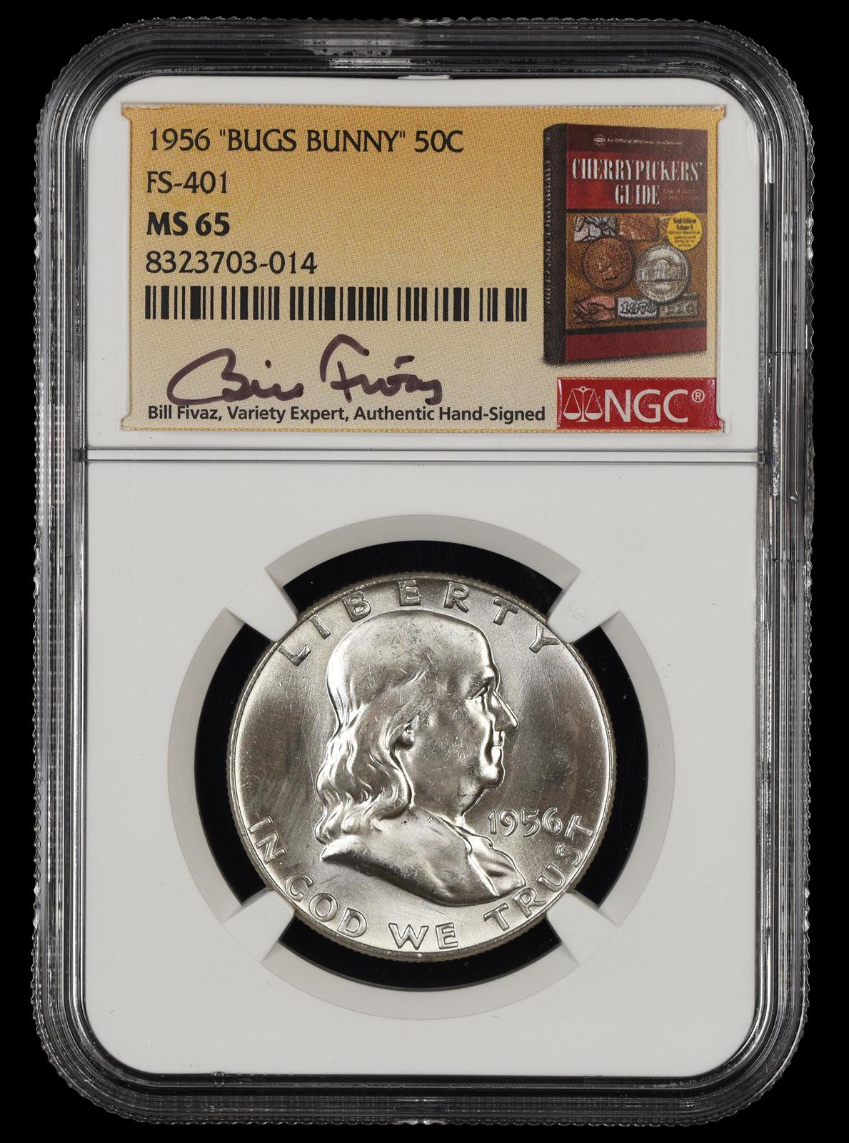 1956 Bugs Bunny 50c FS-401 Bill Fivaz Signature Label NGC  MS65