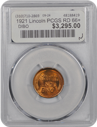 1921 Lincoln PCGS RD 66+