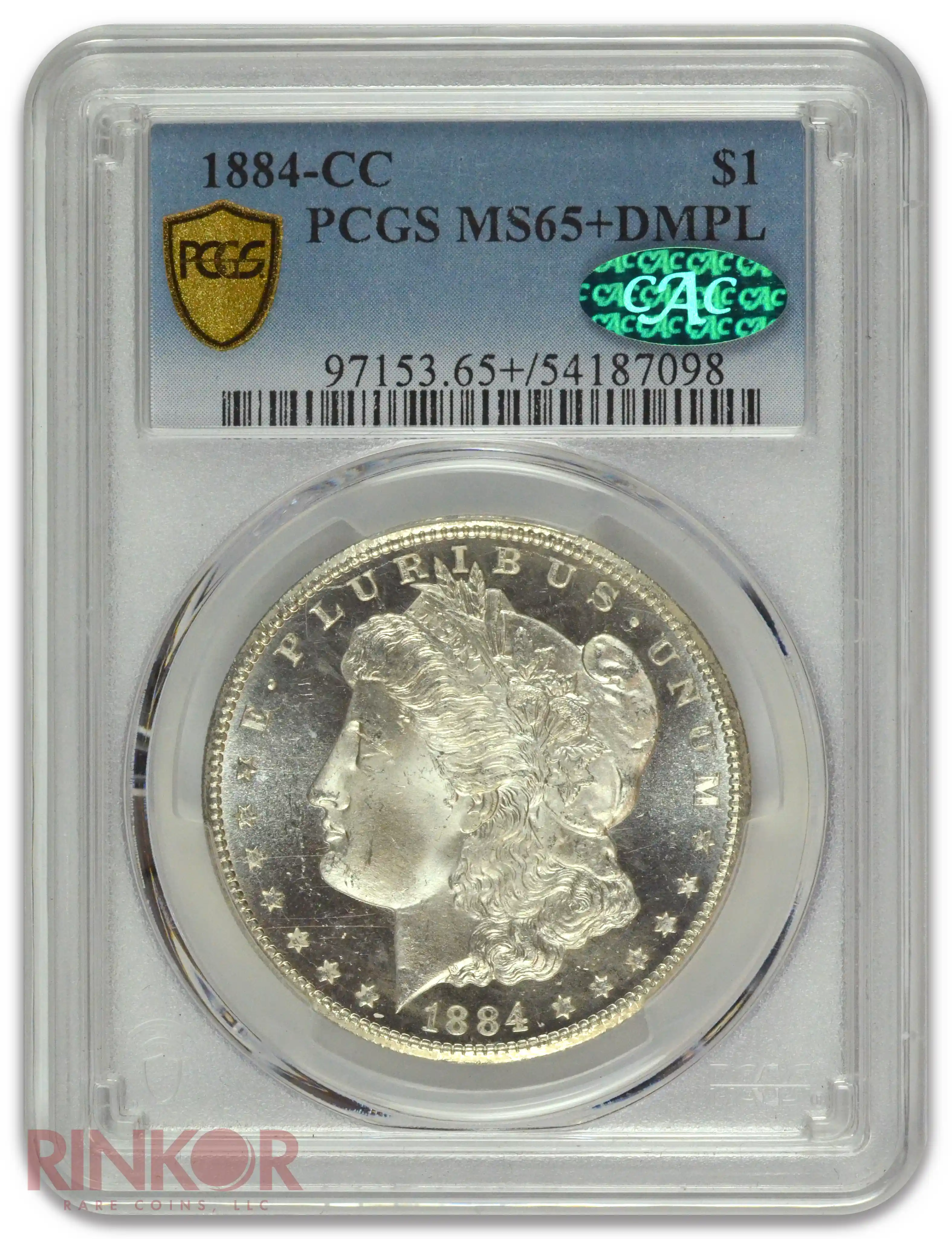 1884-CC $1 Morgan Dollar PCGS MS 65+ DMPL CAC