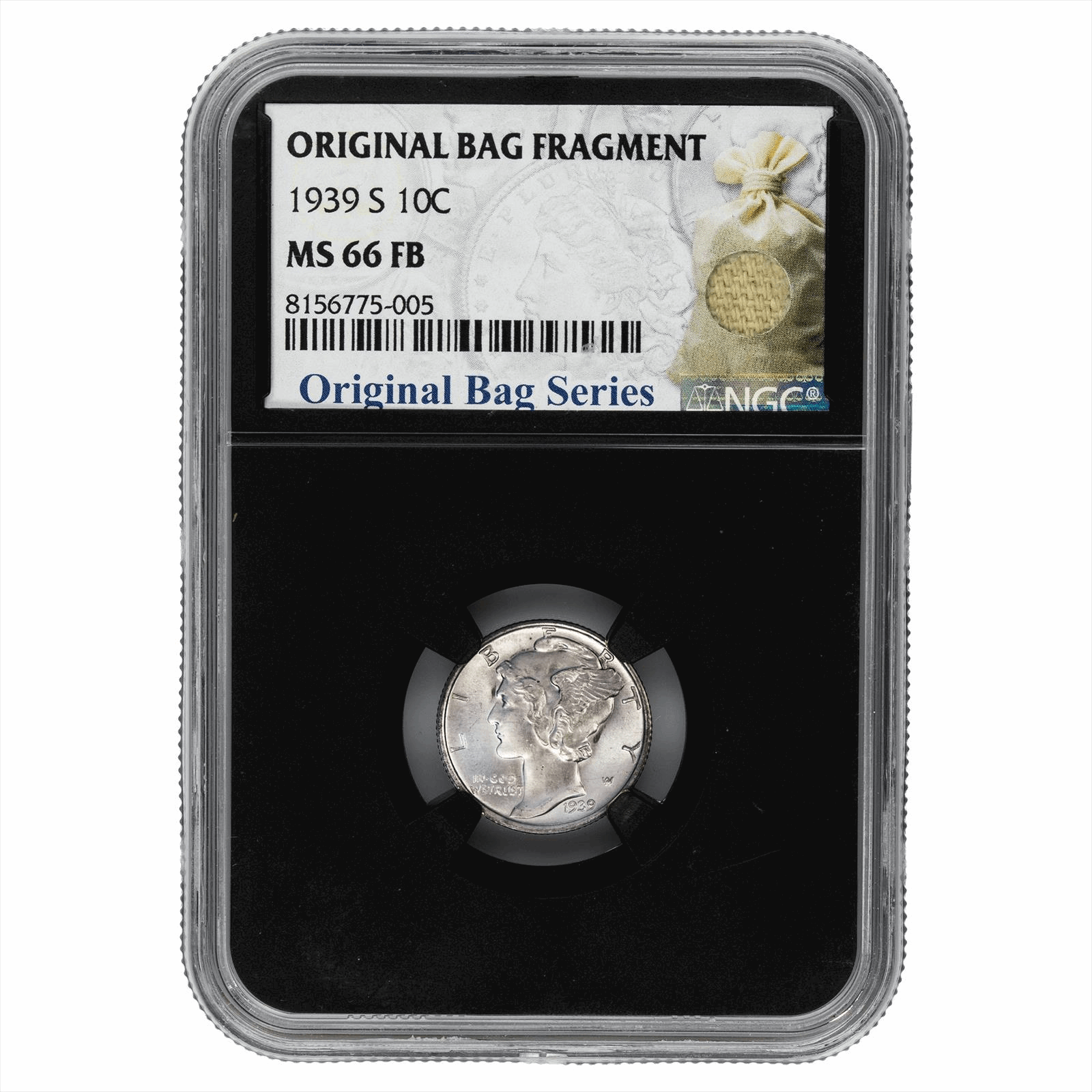 1939-S Mercury Dime 10C Original Bag Fragment NGC MS 66 FB