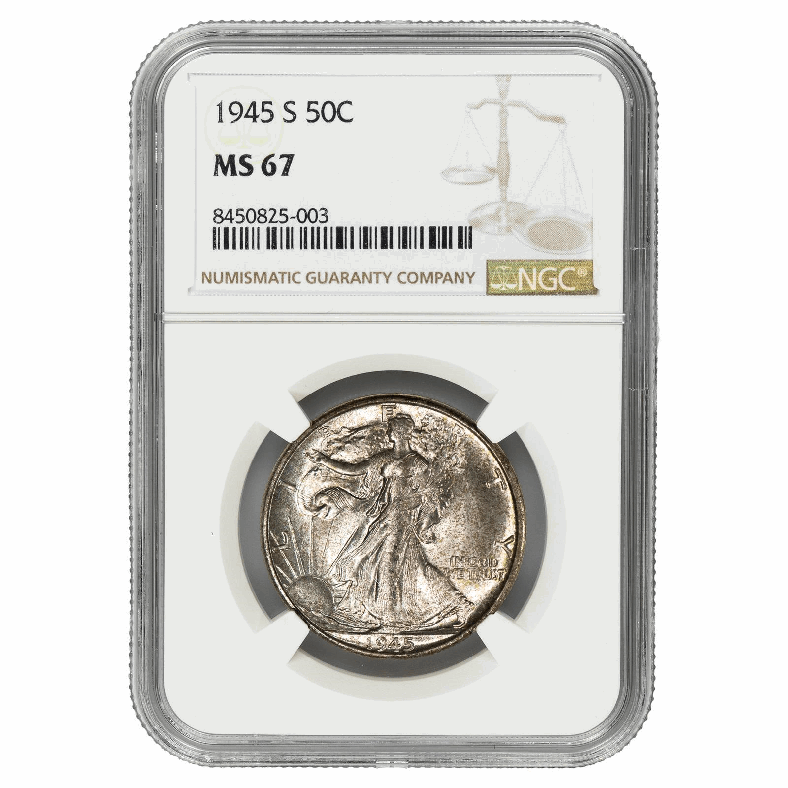 1945-S Walking Liberty Half Dollar 50C NGC MS 67