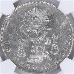 1873 Mexico 1 Peso NGC UNC Det 