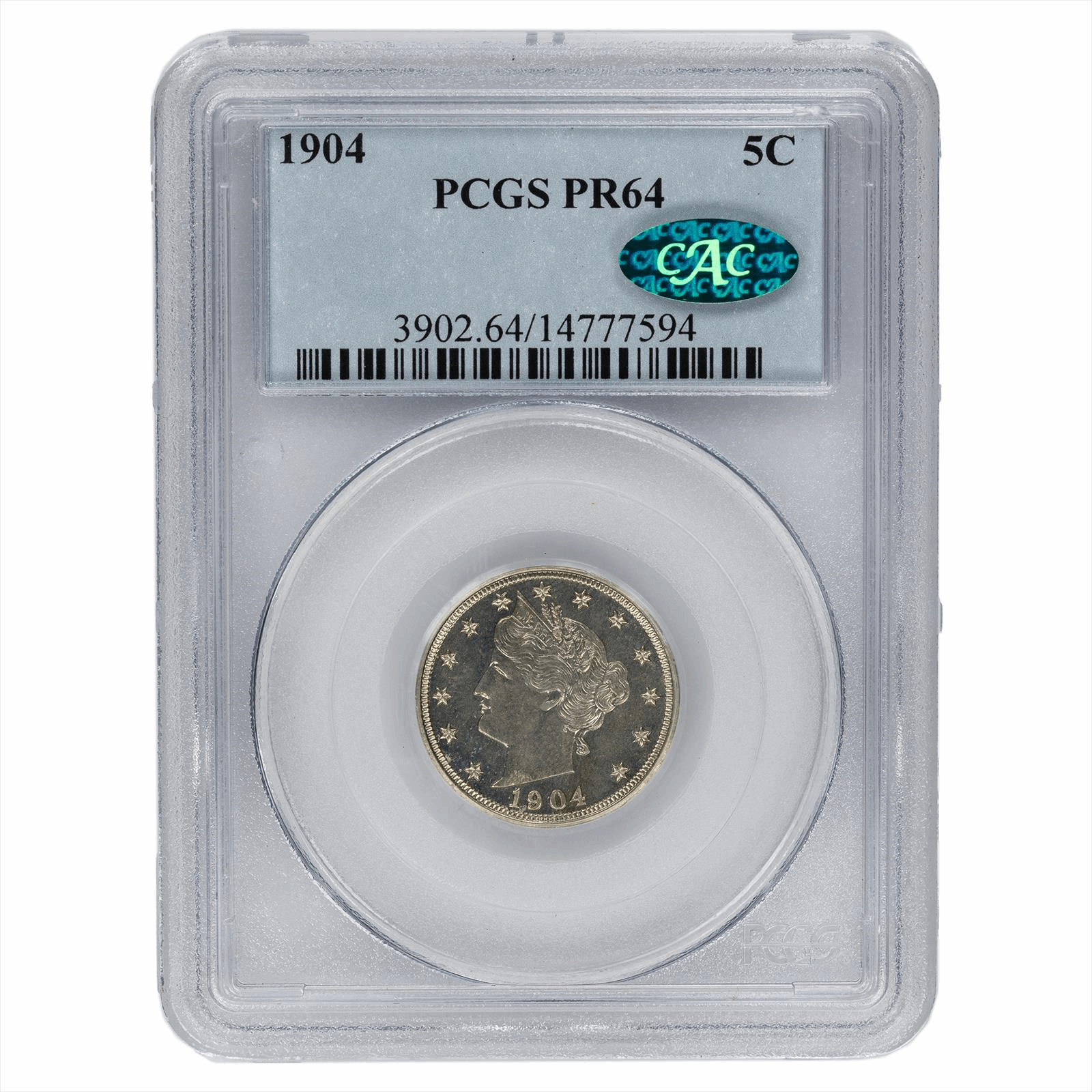 1904 Liberty Nickel 5c PCGS CAC PR 64 
