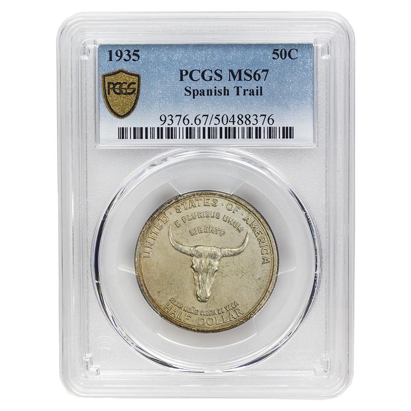 1935 Spanish Trail Commemorative Half Dollar 50c, PCGS  MS 67 - Lovely  Original Toning