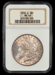1890 O $1 NGC MS 63