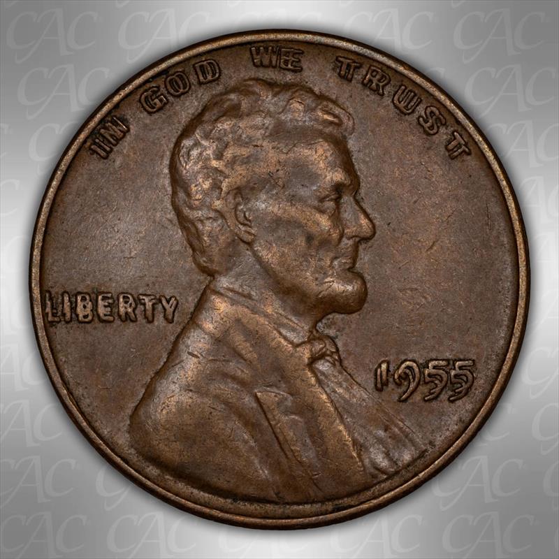 1955 1C Doubled Die Obverse CACG XF-45 