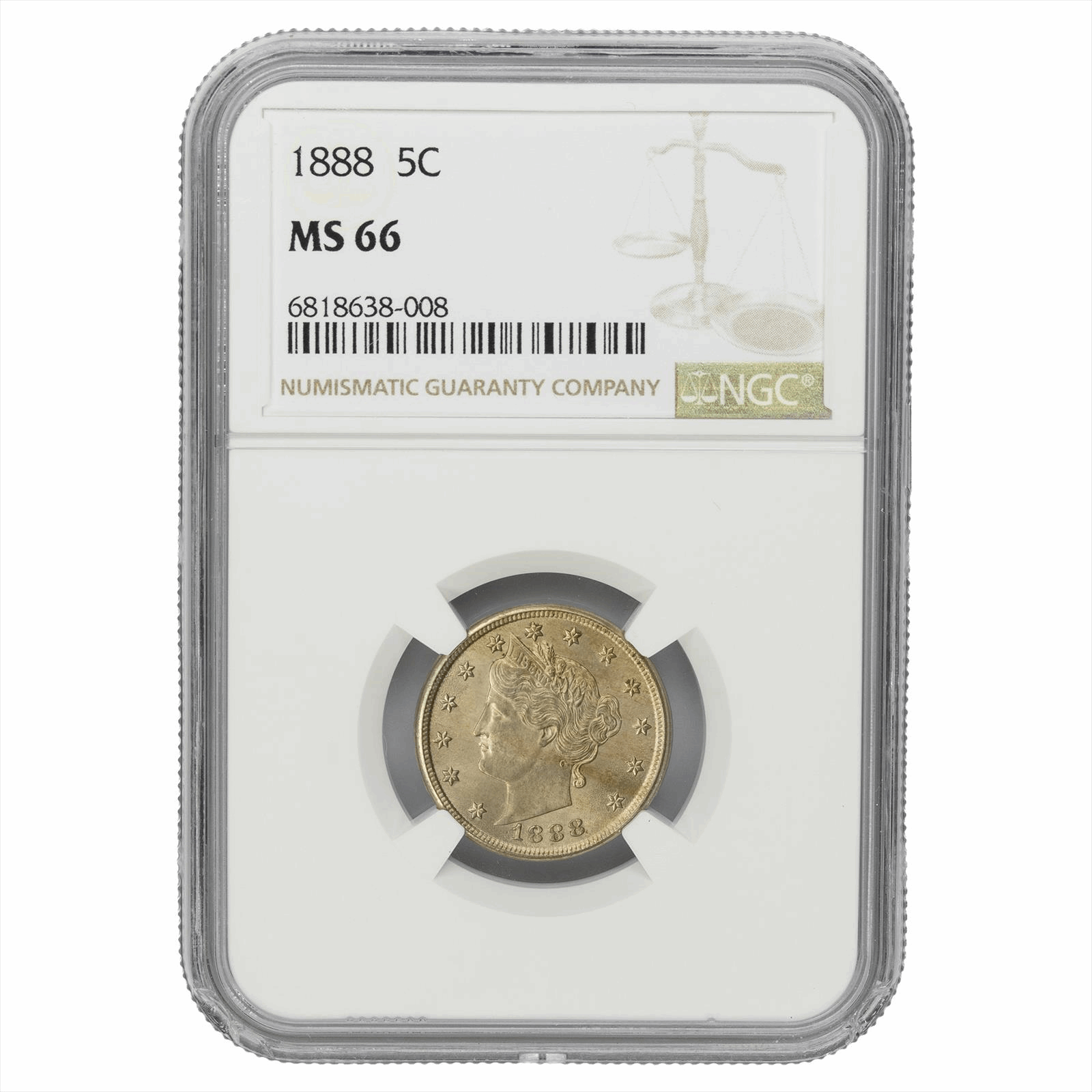 1888 Liberty V Nickel 5C NGC MS 66