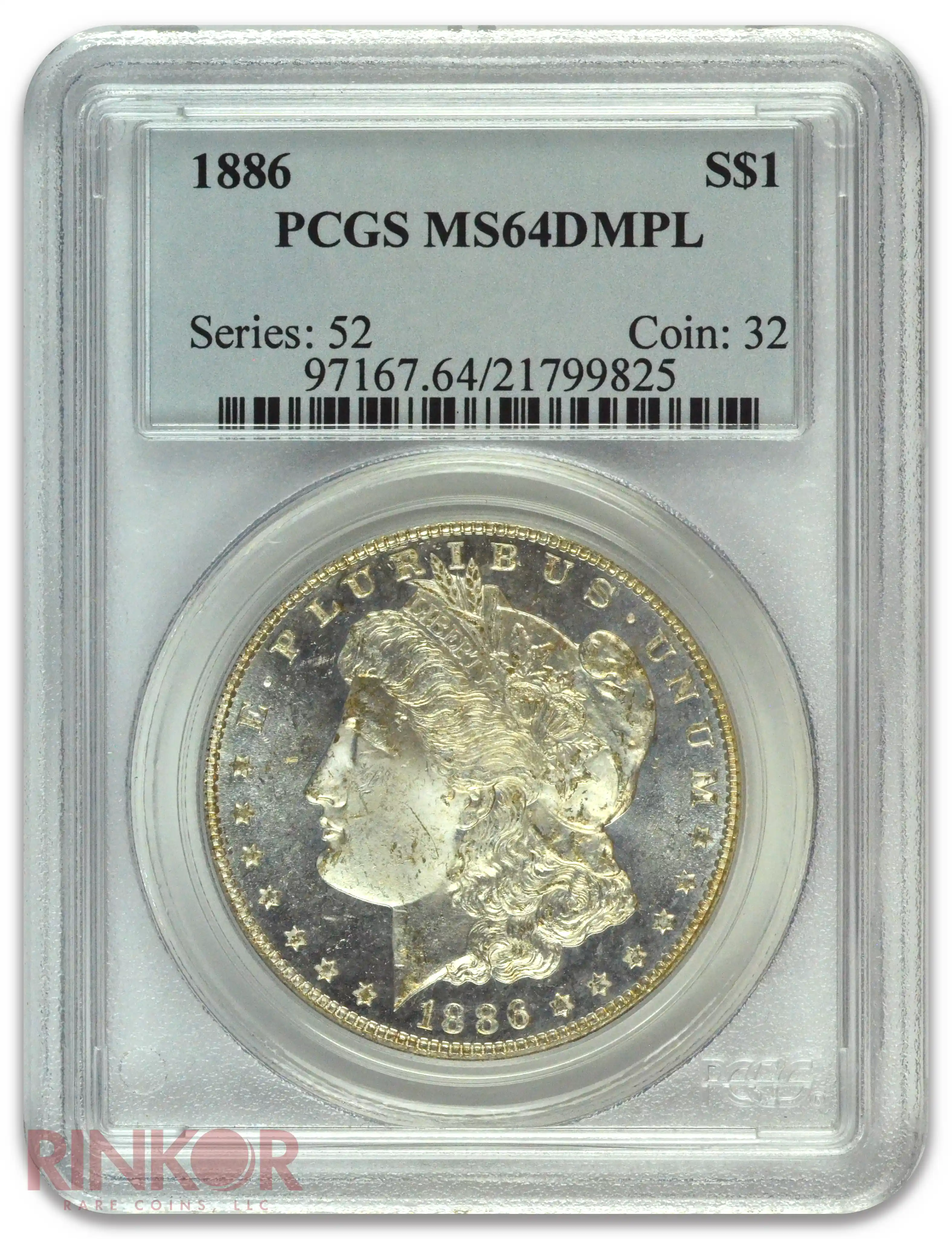 1886 $1 Morgan Dollar PCGS MS 64 DMPL