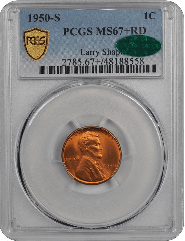 1950-S Lincoln PCGS (CAC) RD 67+ 