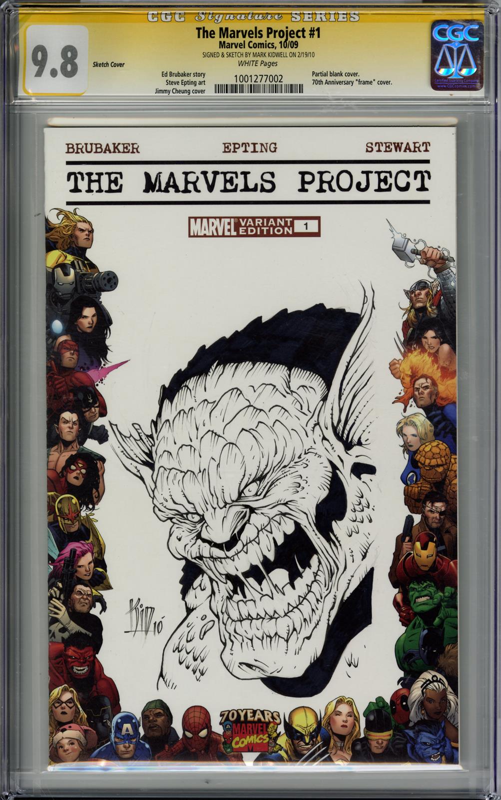The Marvels Project #1 CGC Signature Series 9.8 (Marvel, 2009)Signed by Mark Kidwell 