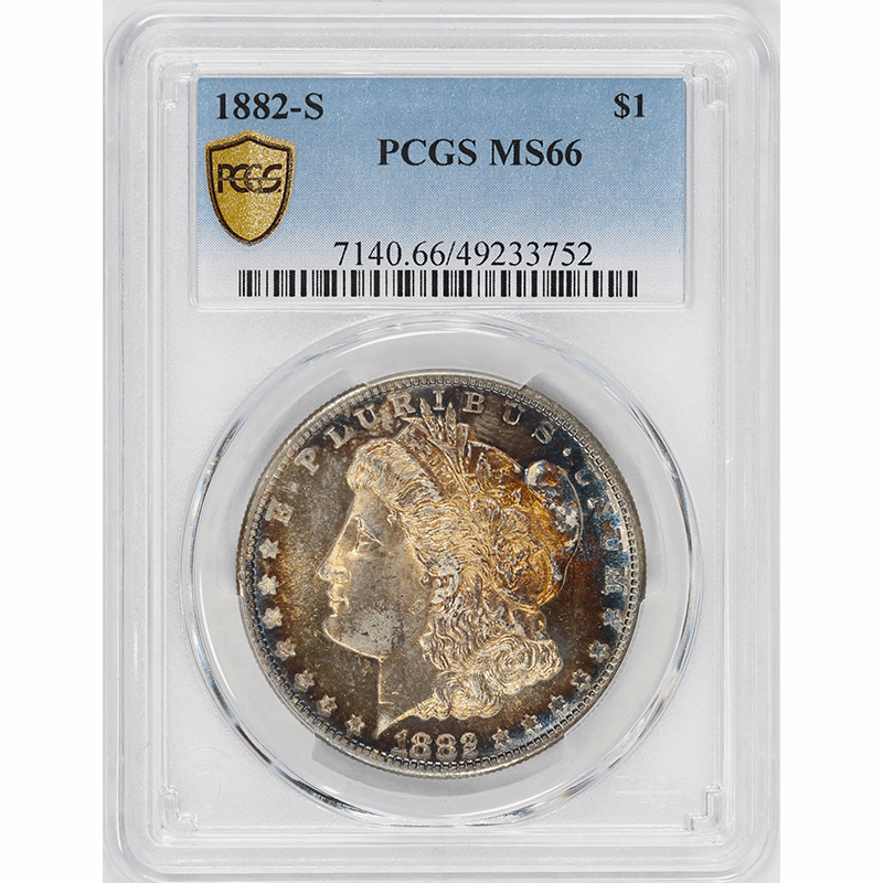 1882-S $1 Morgan Silver Dollar - PCGS MS66 - Gorgeous Color / Luster