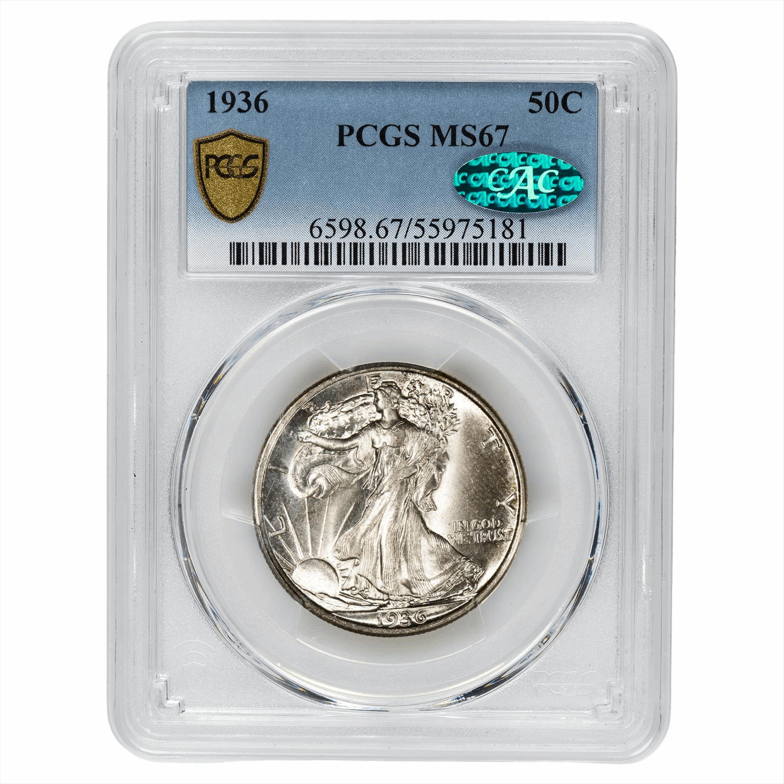 1936 Walking Liberty Half Dollar 50C PCGS MS 67 