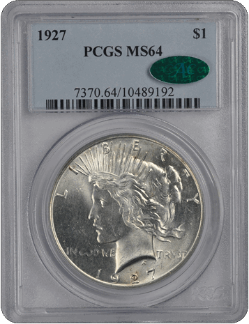 1927 $1 Peace Dollar PCGS  (CAC) #3595-3 MS64