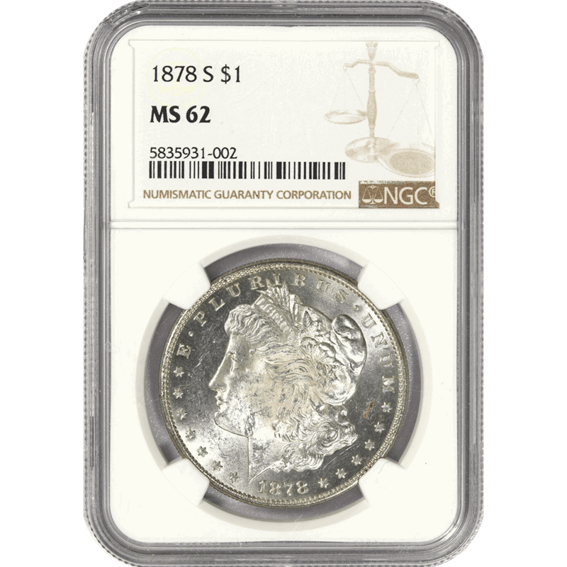 1878-S $1 Morgan Silver Dollar NGC MS62