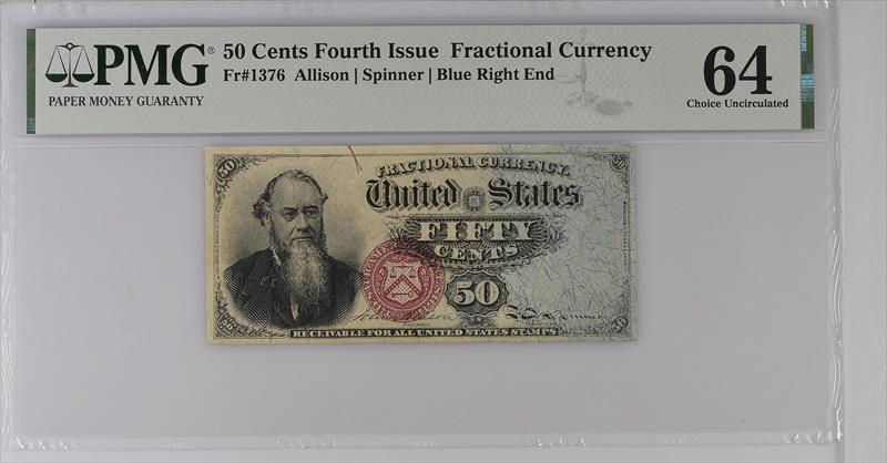FR. 1376 50 Cent Fourth Issue Fractional Currency PMG 64  