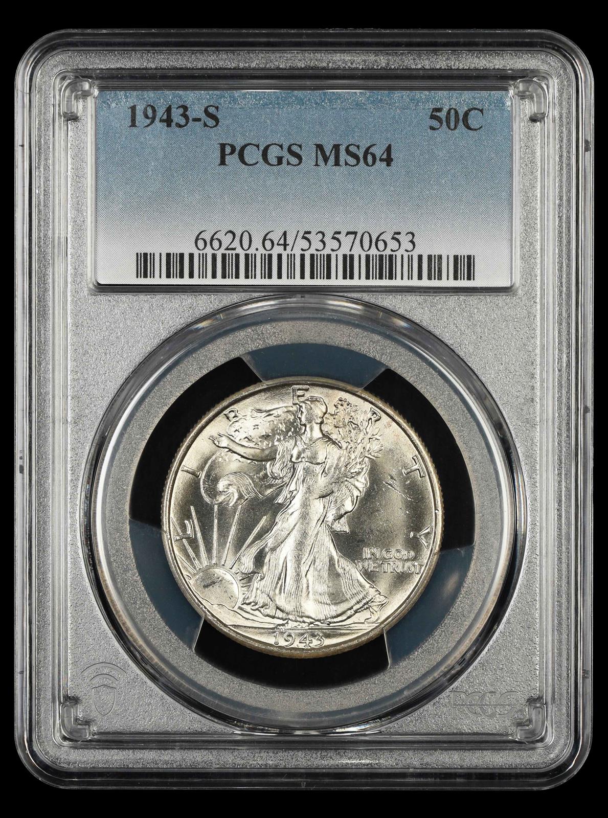 1943 S 50C PCGS MS64