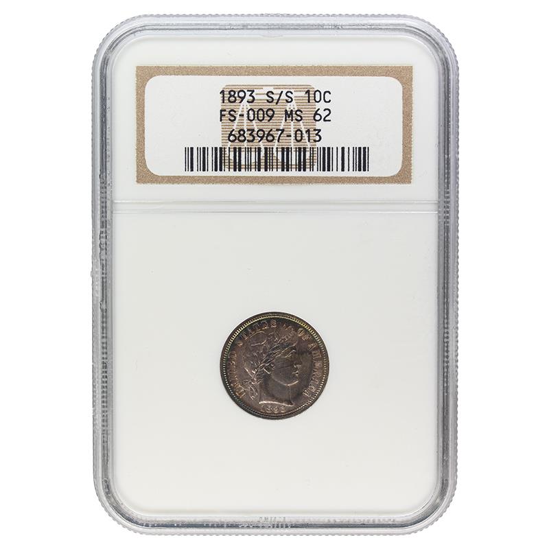 1893-S  Barber Dime, 10C NGC MS 62, Exceptional Toning