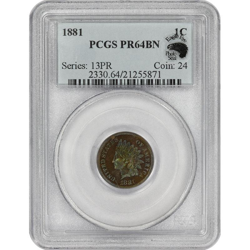 1881 Indian Head Cent 1C PCGS  PR64BN Choice PROOF