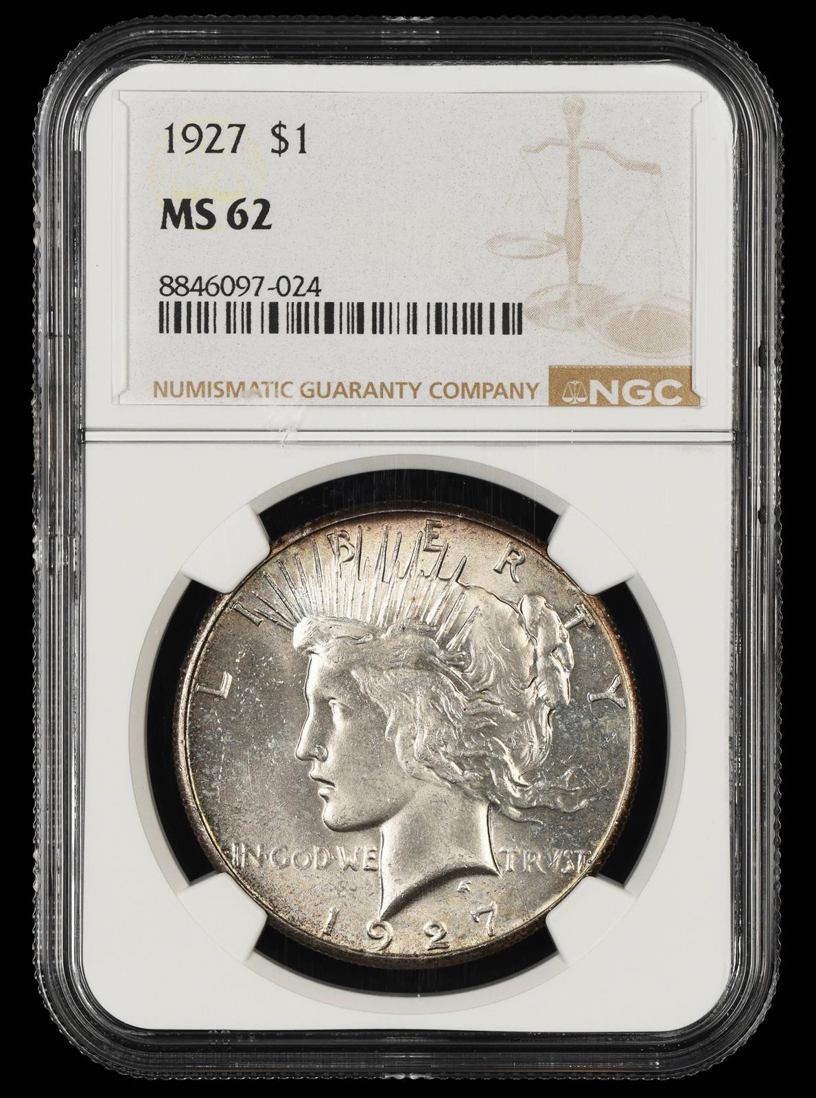 1927 $1 NGC MS 62