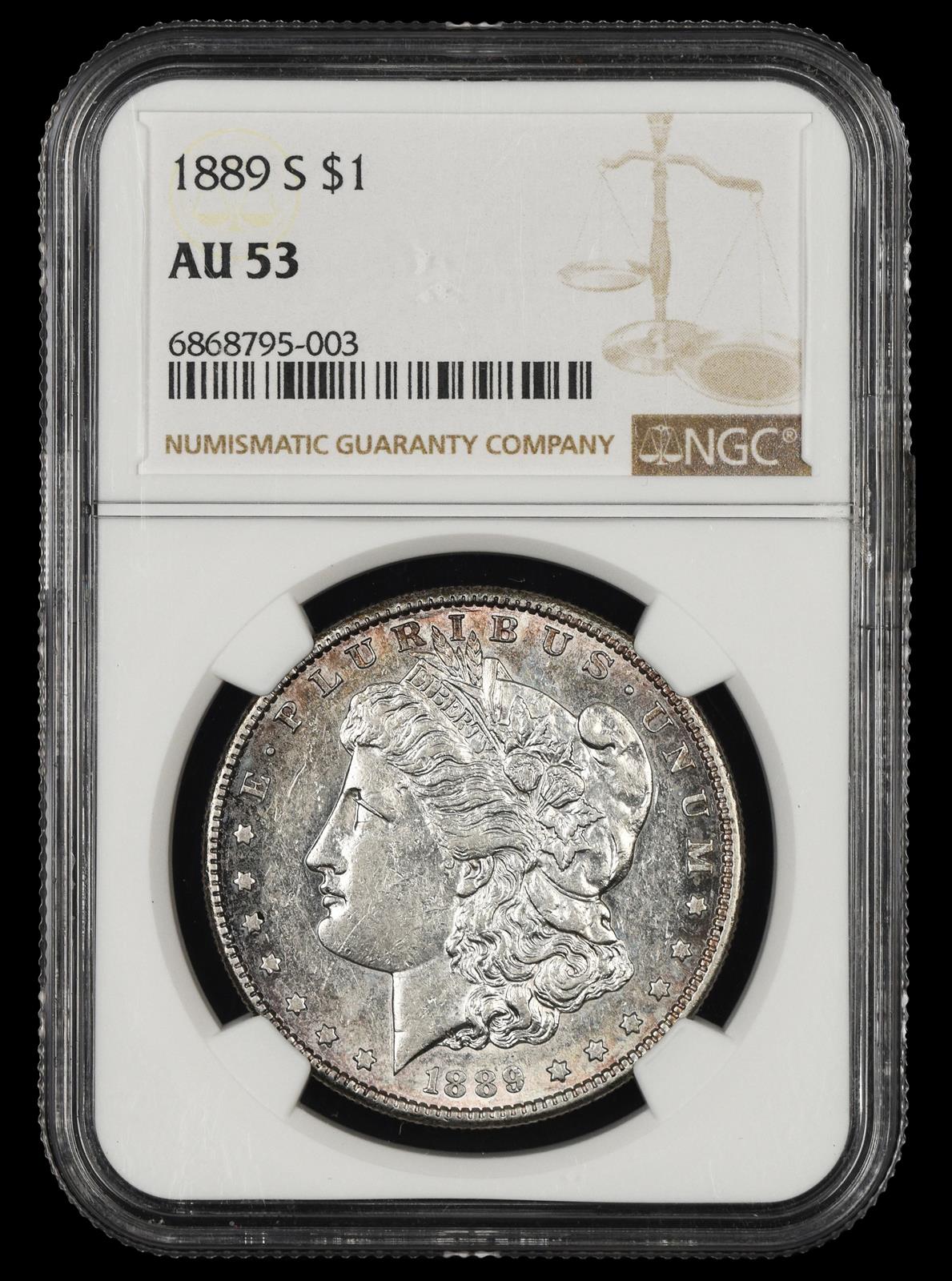1889 S $1 NGC AU 53