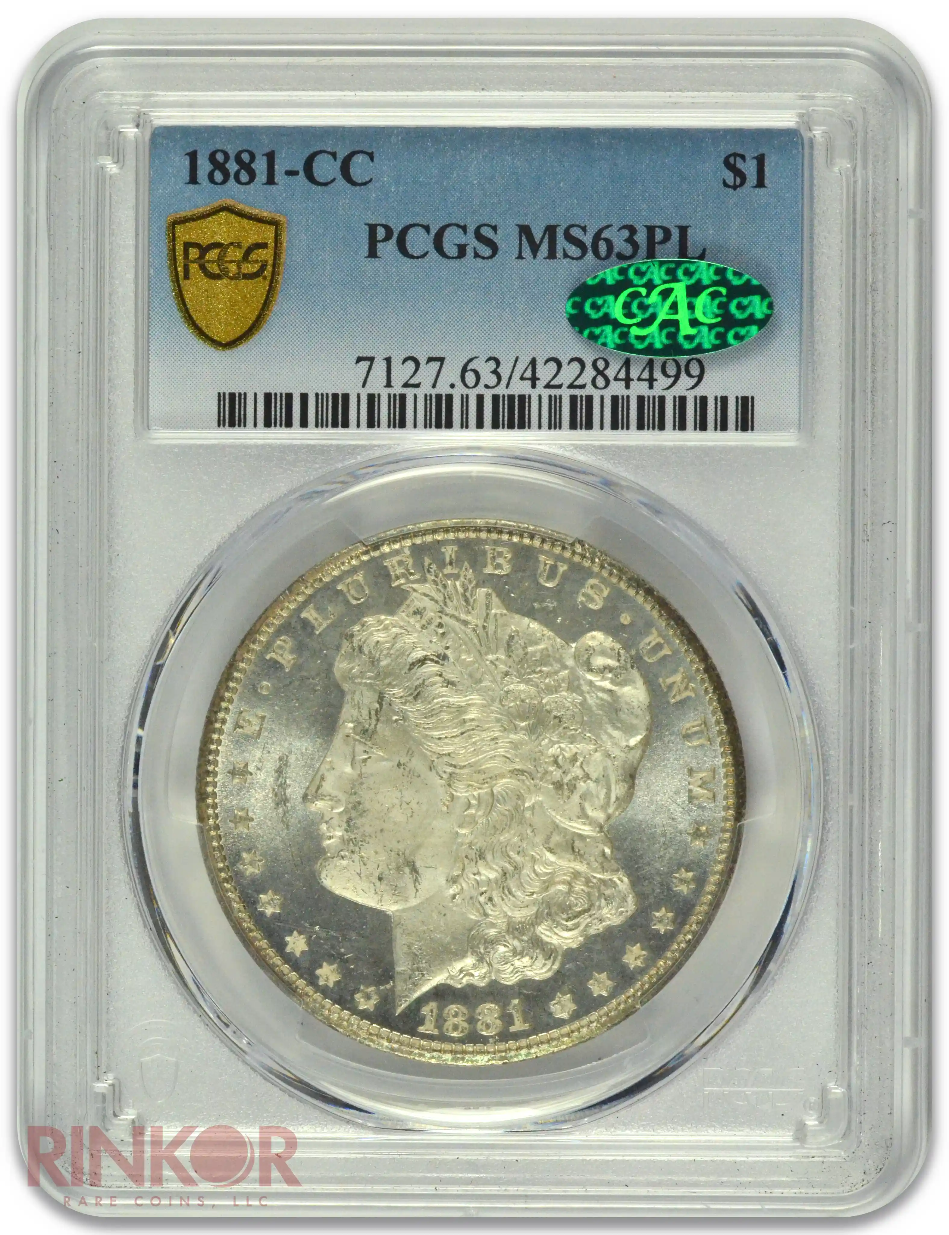 1881-CC $1 Morgan Dollar PCGS MS 63 PL CAC
