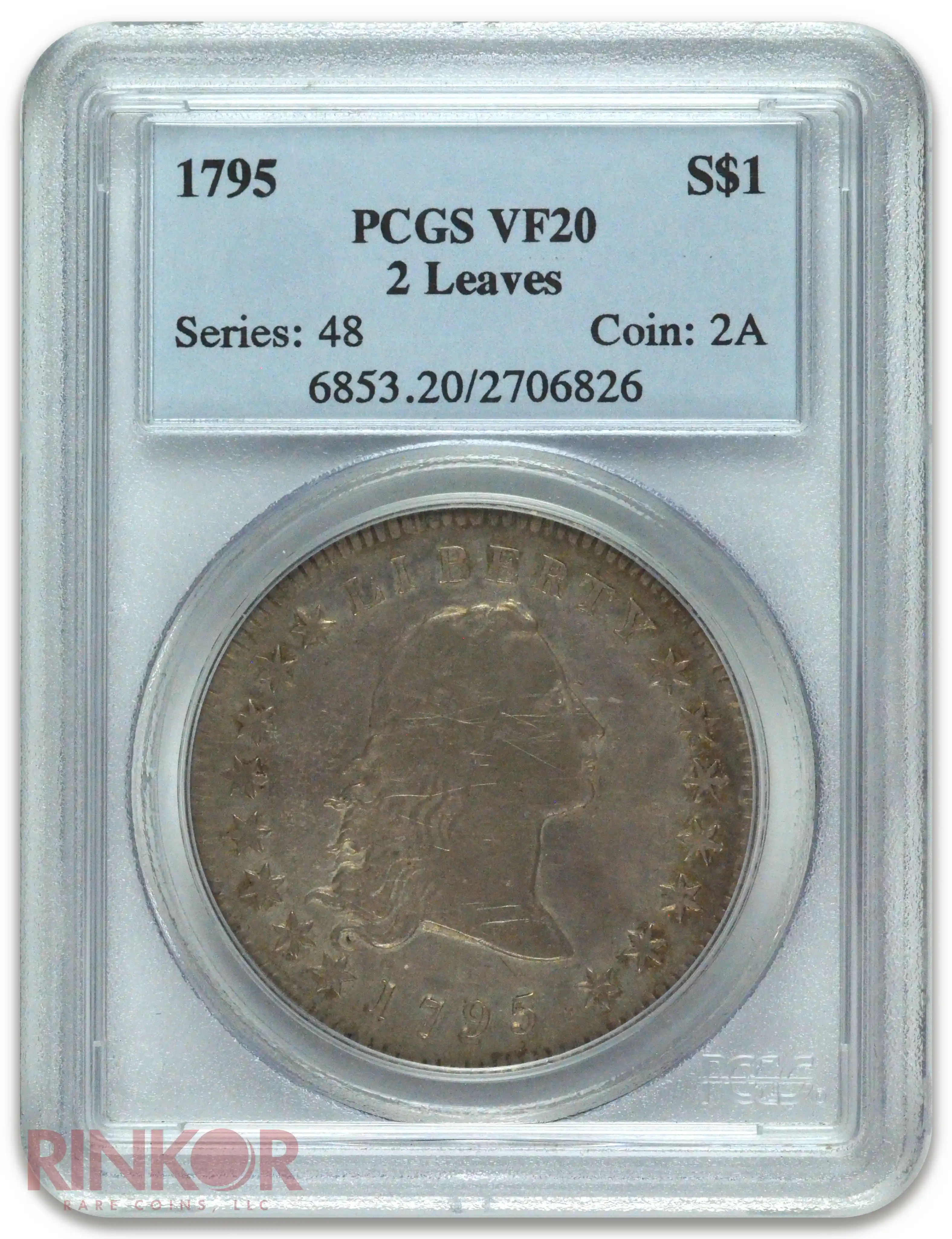 1795 $1 2 Leaves Flowing Hair Dollar PCGS VF-20