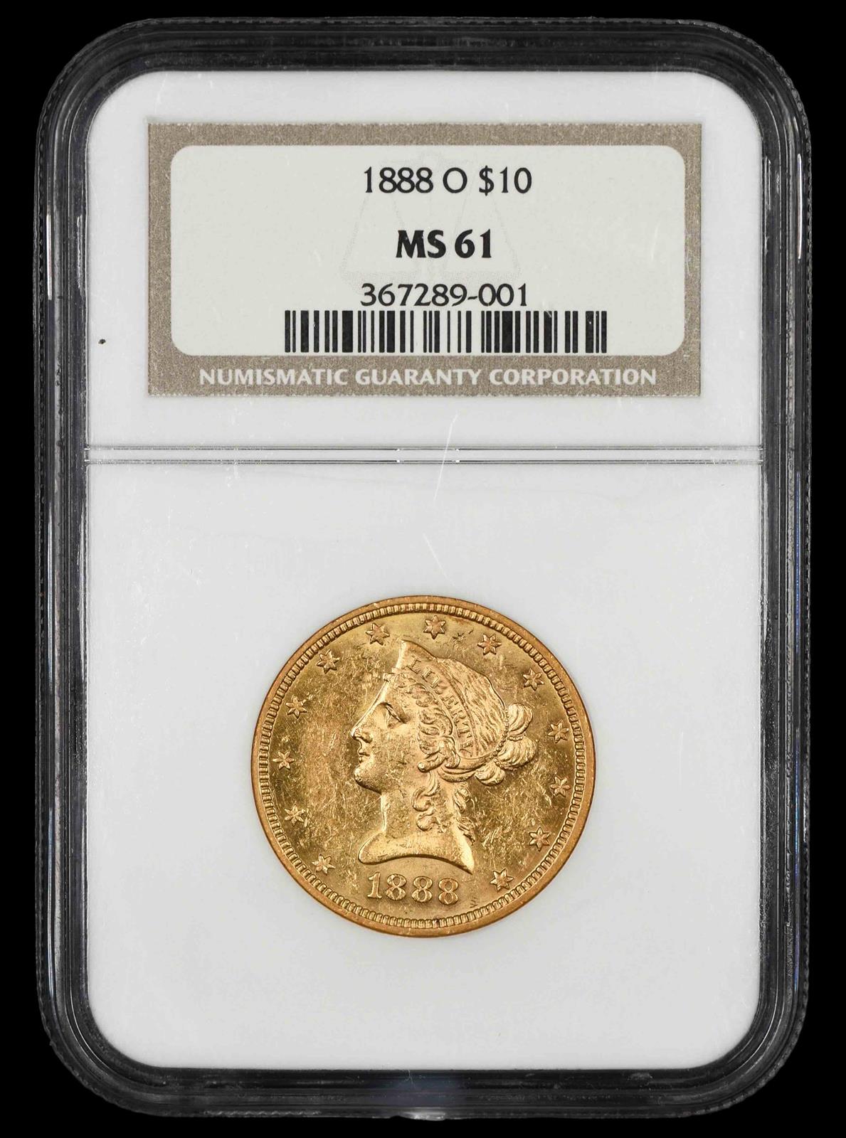 1888 O $10 Gold NGC MS61