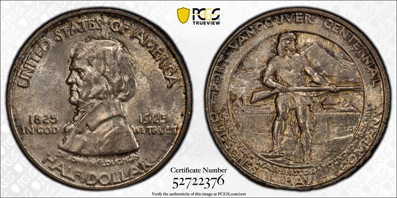 1925 Fort Vancouver 50C PCGS MS 66 CAC