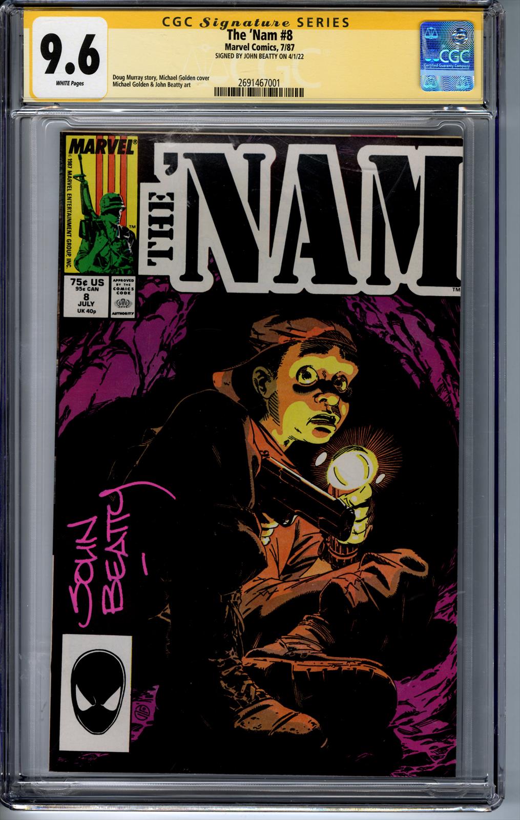 The Nam #8 Marvel Comics 7/87 Signed by John Beatty CGC Signature Series 9.6