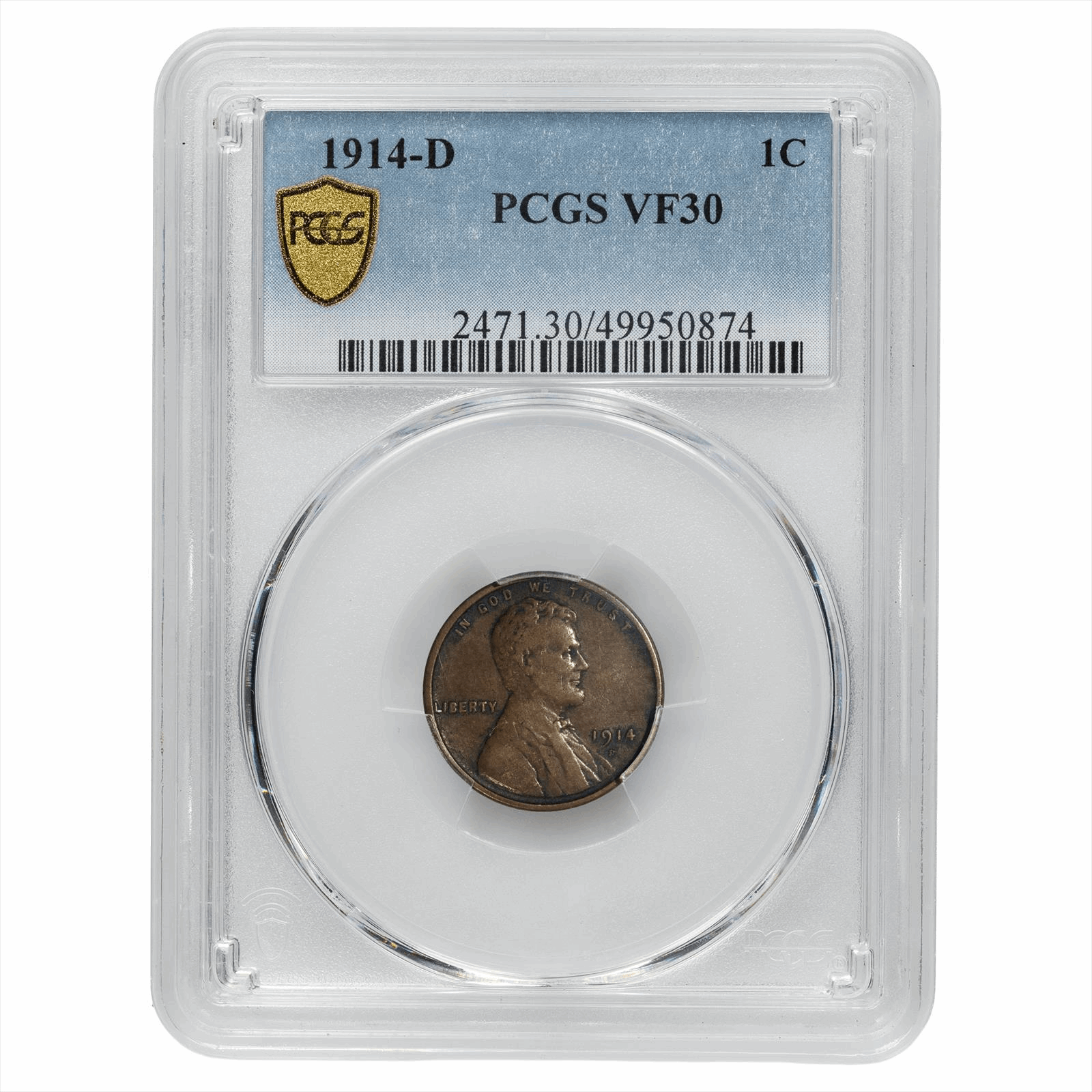 1914-D Lincoln Wheat Cent 1C PCGS VF 30 BN