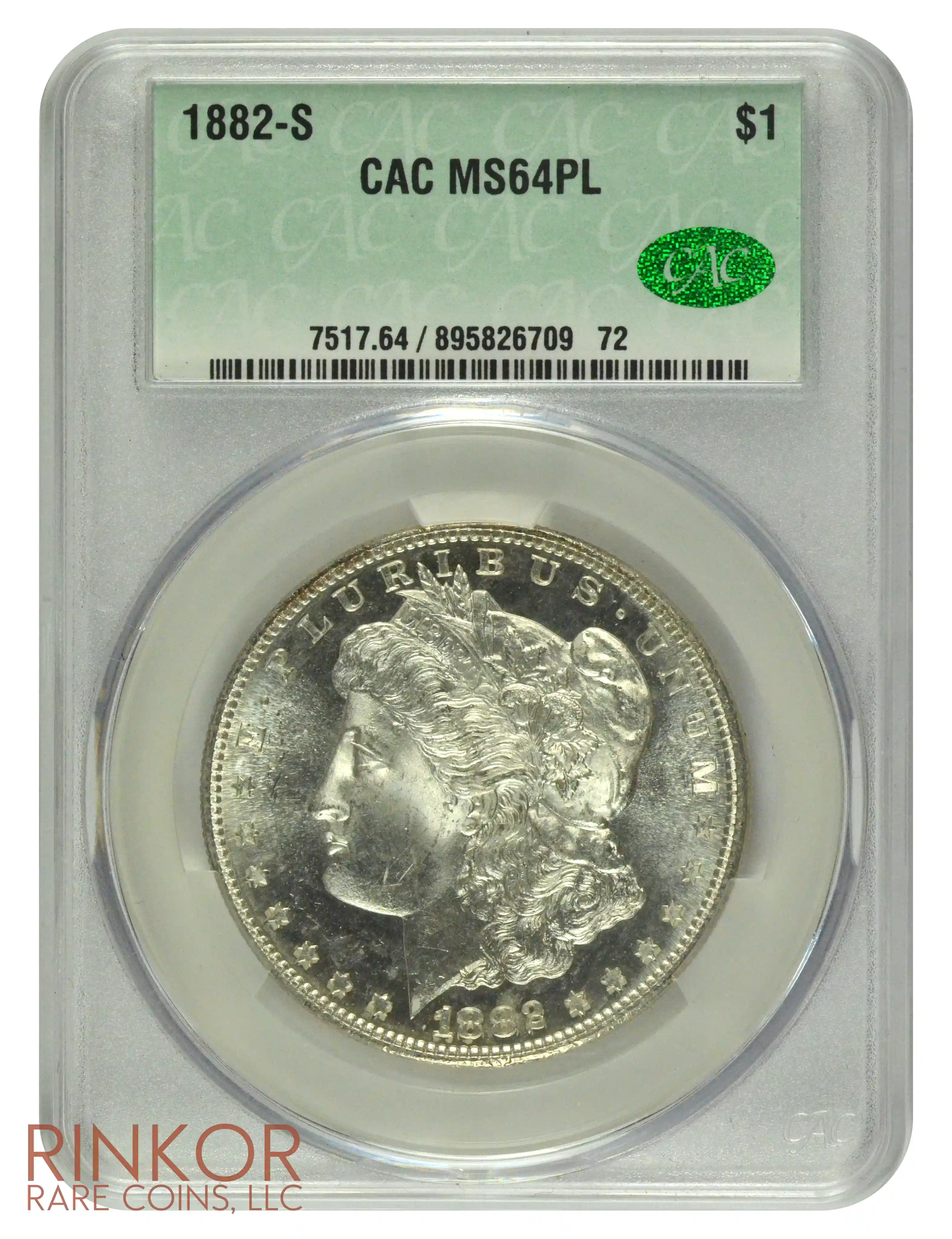1882-S $1 CACG MS 64 PL