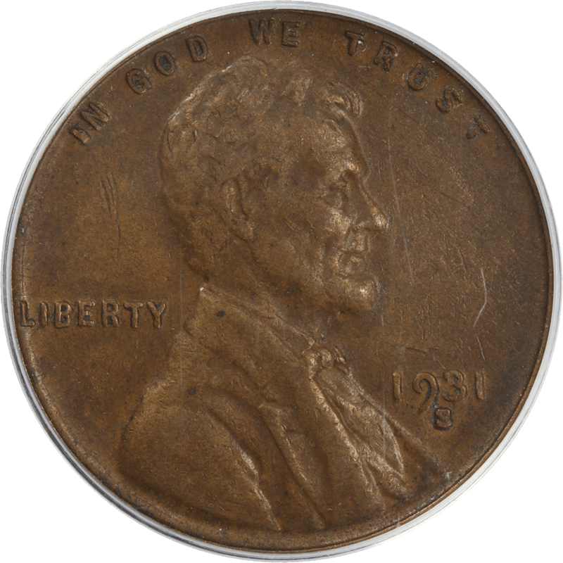 1931-S Lincoln Wheat Cent 1c, PCGS AU 50 BN