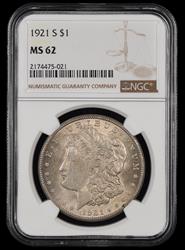 1921 S $1 NGC MS 62