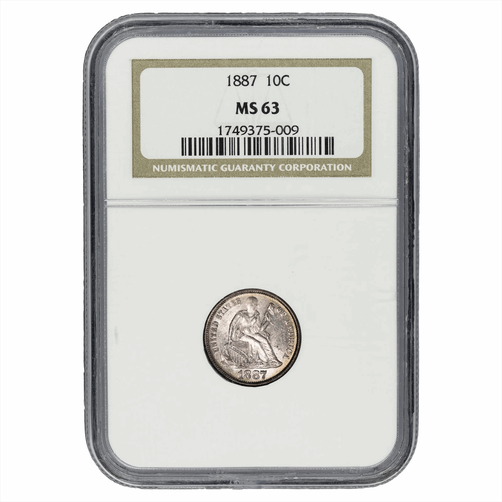 1887 Seated Liberty Dime 10C NGC MS 63 