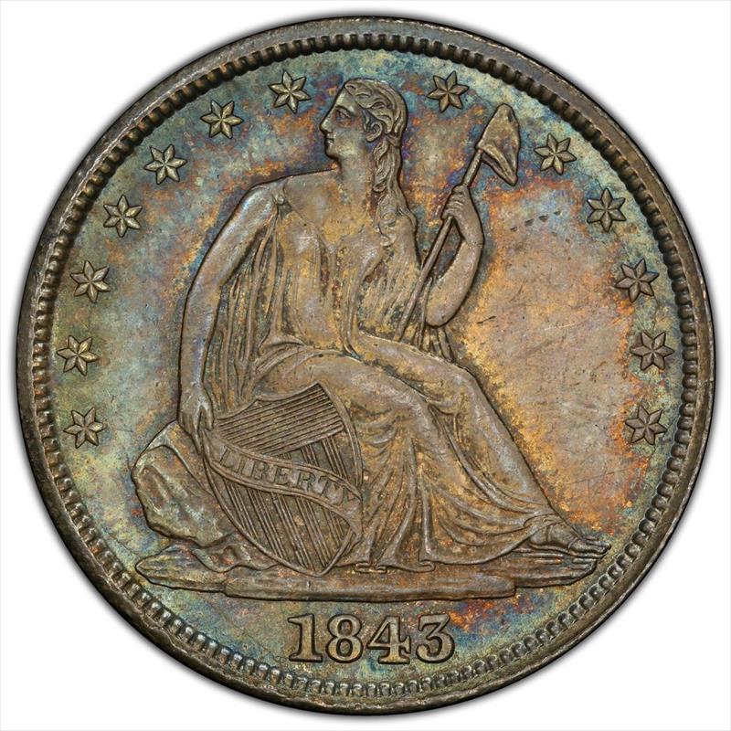 1843 50C PCGS MS 65+ CAC