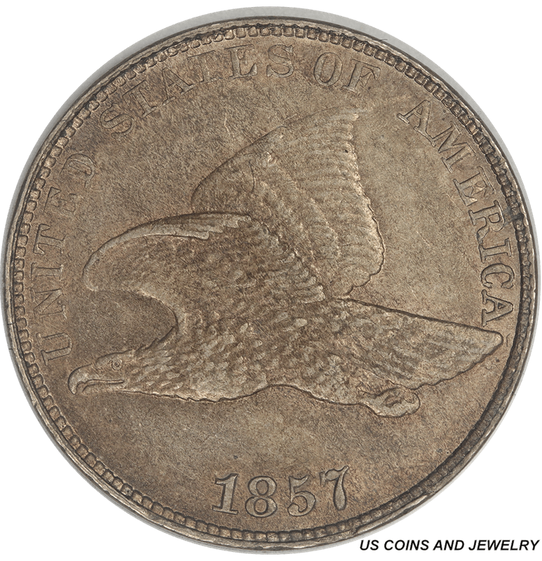 1857 Flying Eagle Cent, Circulated, Choice About Uncirculated - Nice Original Coin