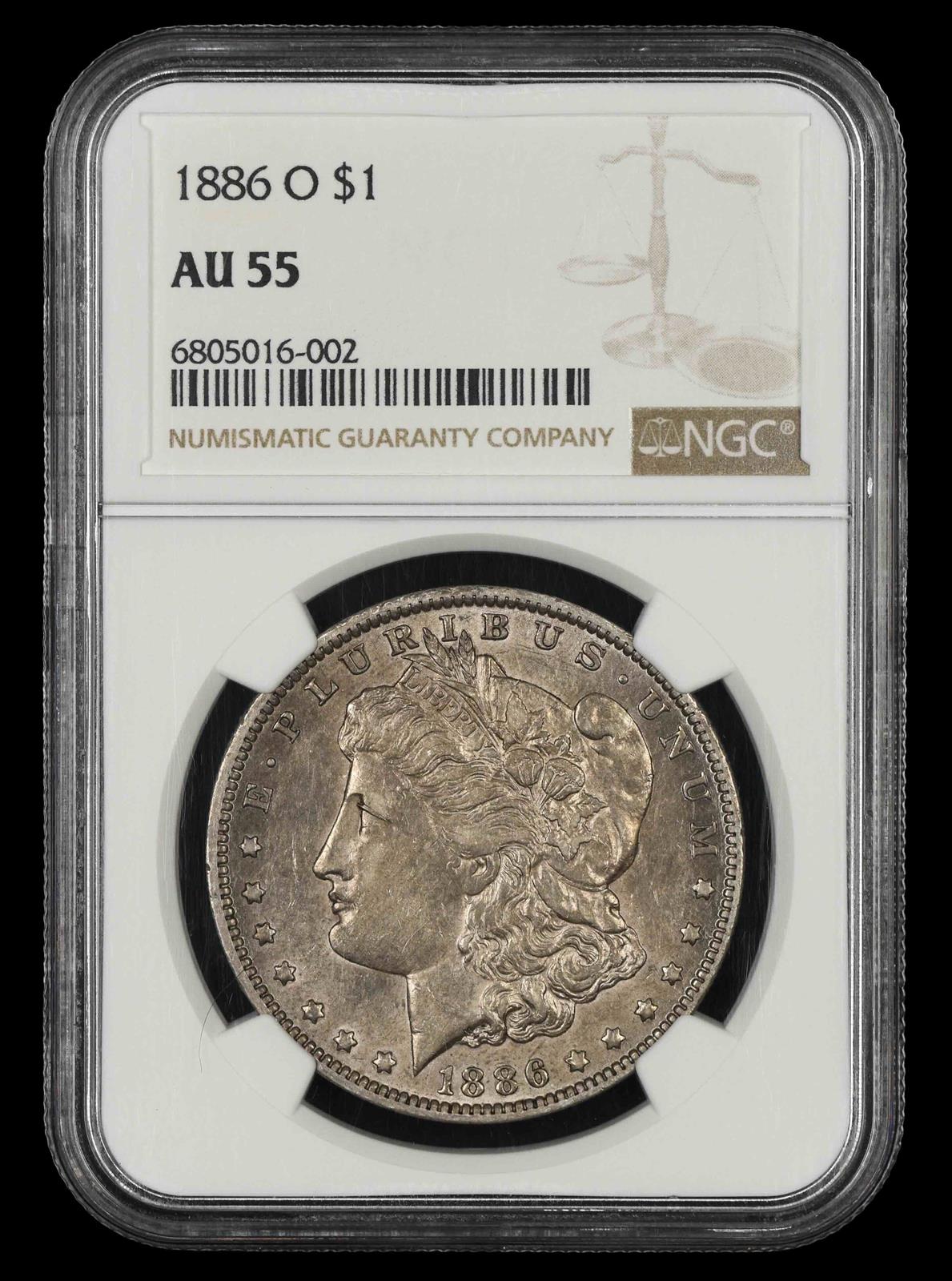 1886 O $1 NGC  AU 55