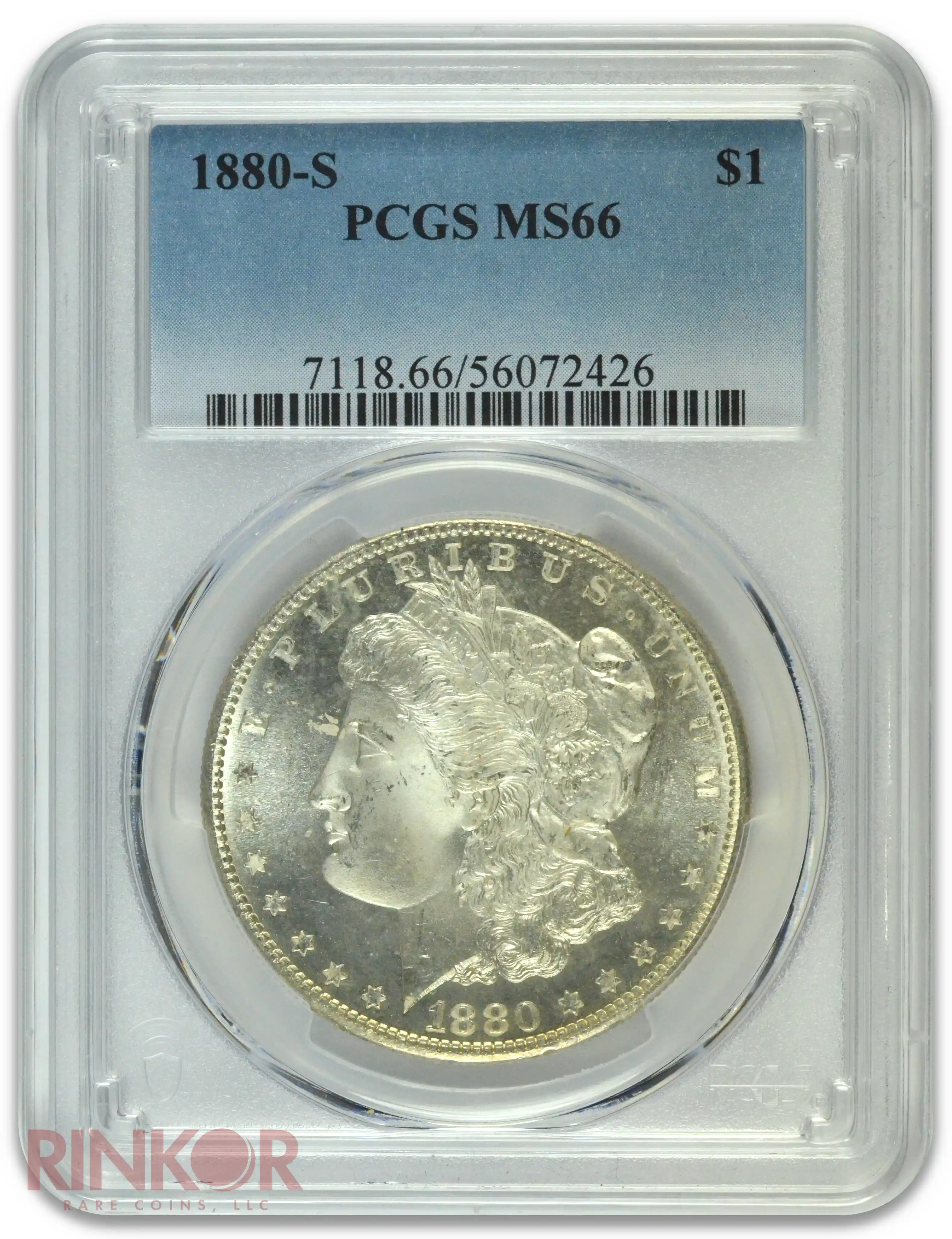 1880-S $1 Morgan Dollar PCGS MS 66 - With Original ANACS Photo Certificate