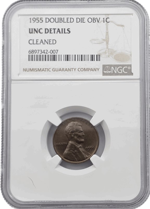 1955 1C Doubled Die Obverse, BN NGC UNC DETAILS 