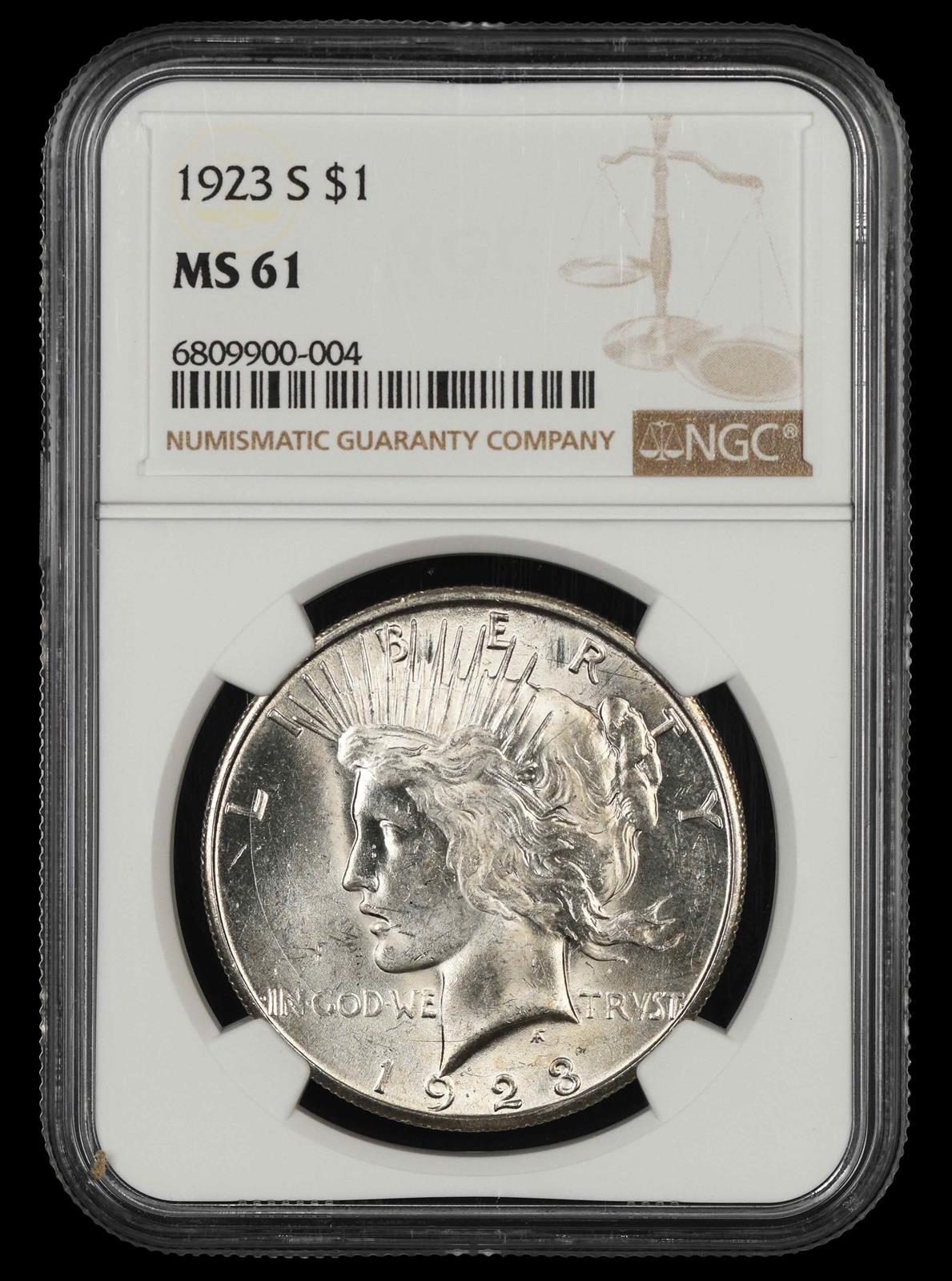 1923 S $1 NGC MS 61