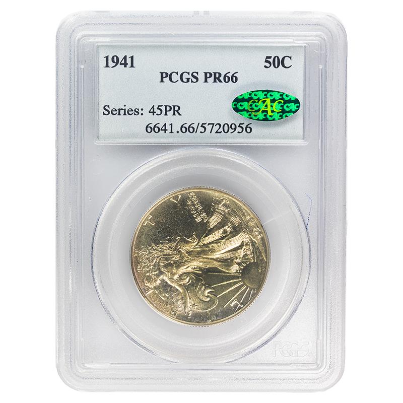 1941 Walking Liberty Half Dollar, 50C PCGS PR 66, CAC Certified