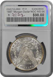 1887  Morgan Dollar NGC MS 64