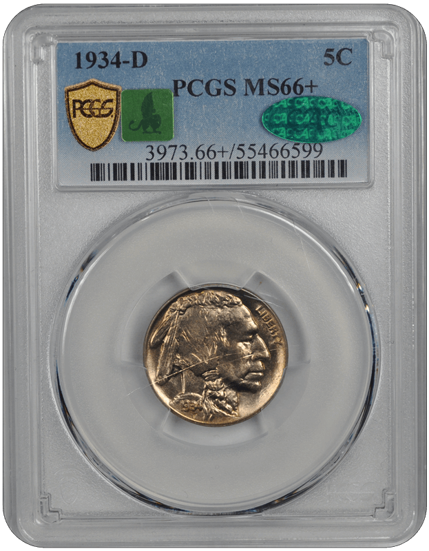 1934-D Buffalo PCGS CAC MS 66+