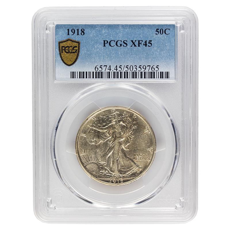 1918 Walking Liberty Half Dollar, 50C PCGS XF 45