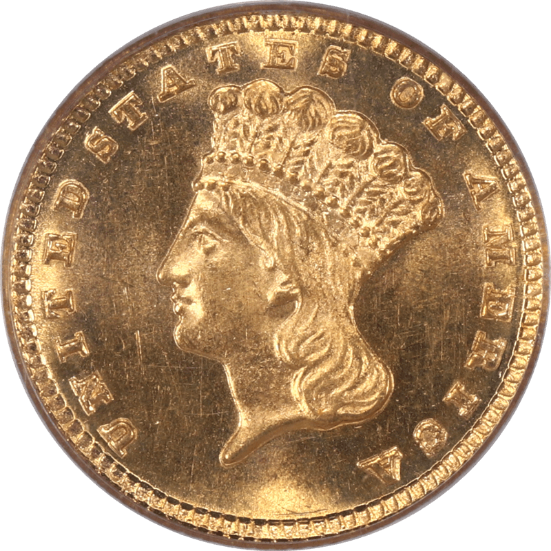 1882 Indian Princess $1 Gold Dollar PCGS and  MS64 CAC - Lustrous Old Green Holder