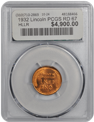 1932 Lincoln PCGS RD 67