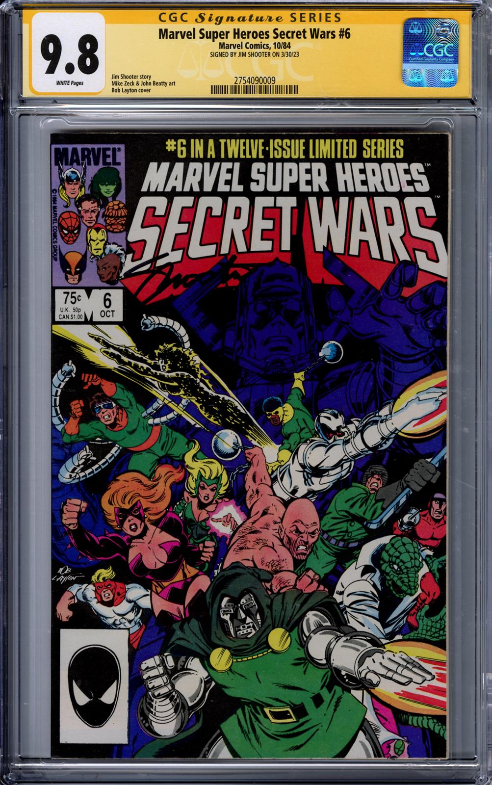 Marvel Super Heroes Secret Wars #6 CGC Signature Series 9.8 (Marvel, 1984) Signed by Jim Shooter 